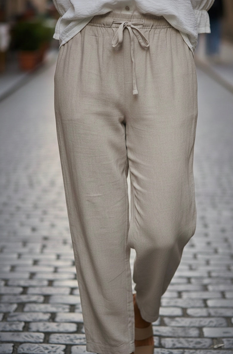 Pantalon de lino Camel