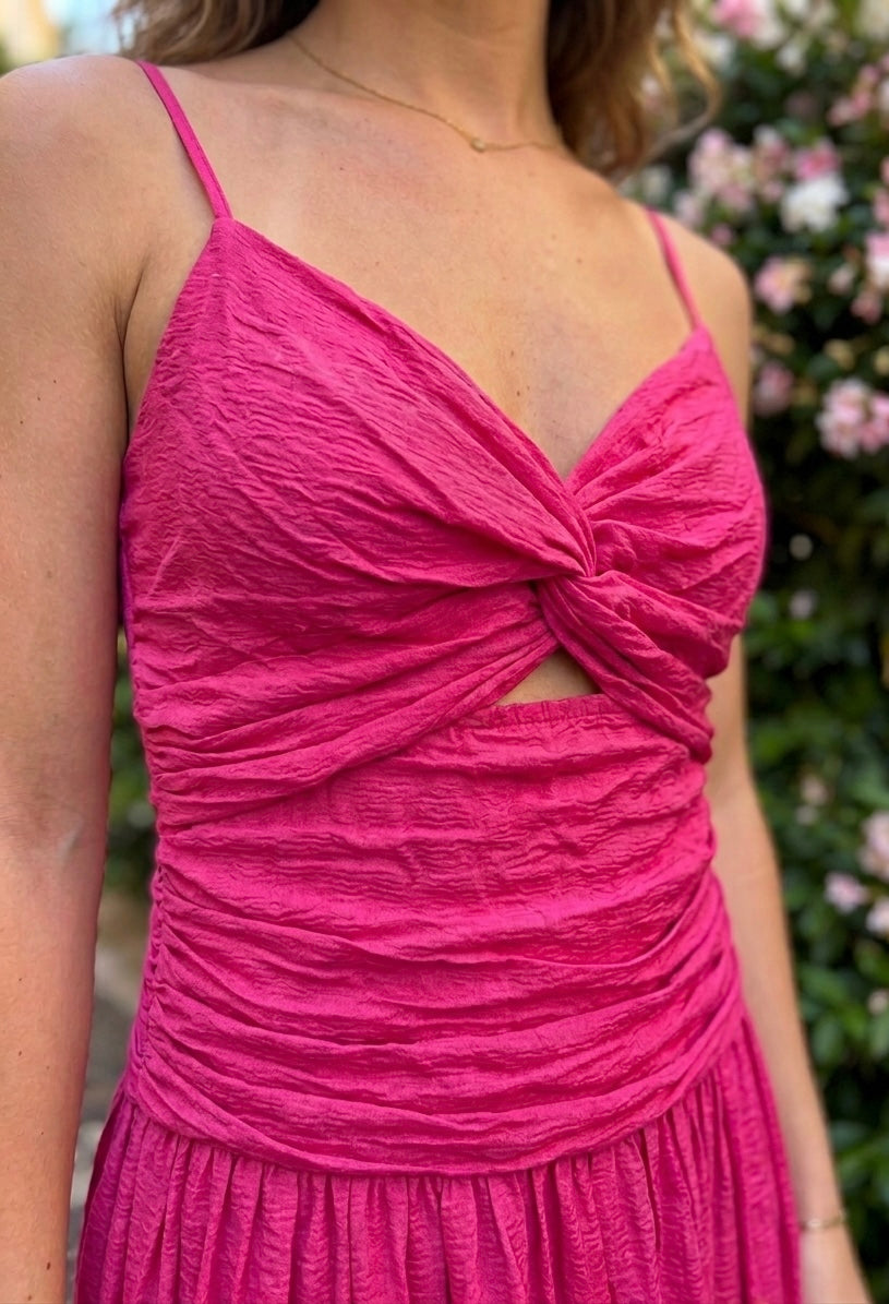 Vestido Lino Nudo Fruncido