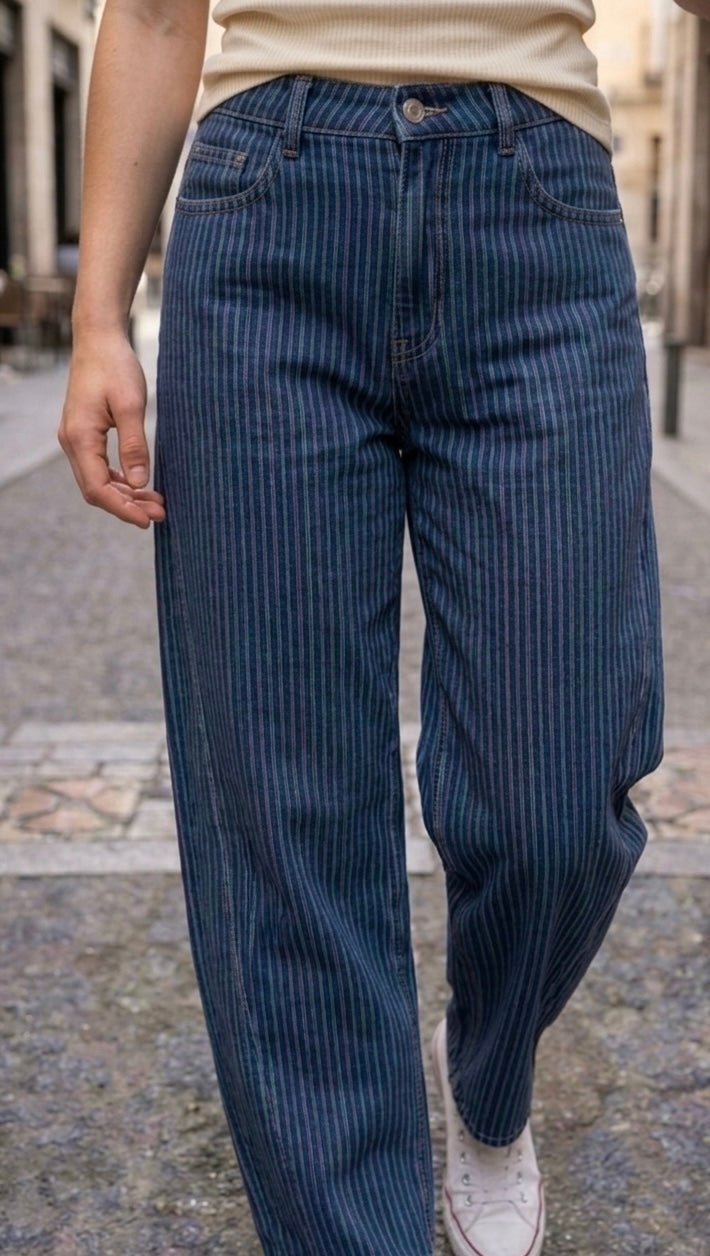 Pantalon vaquero a rayas