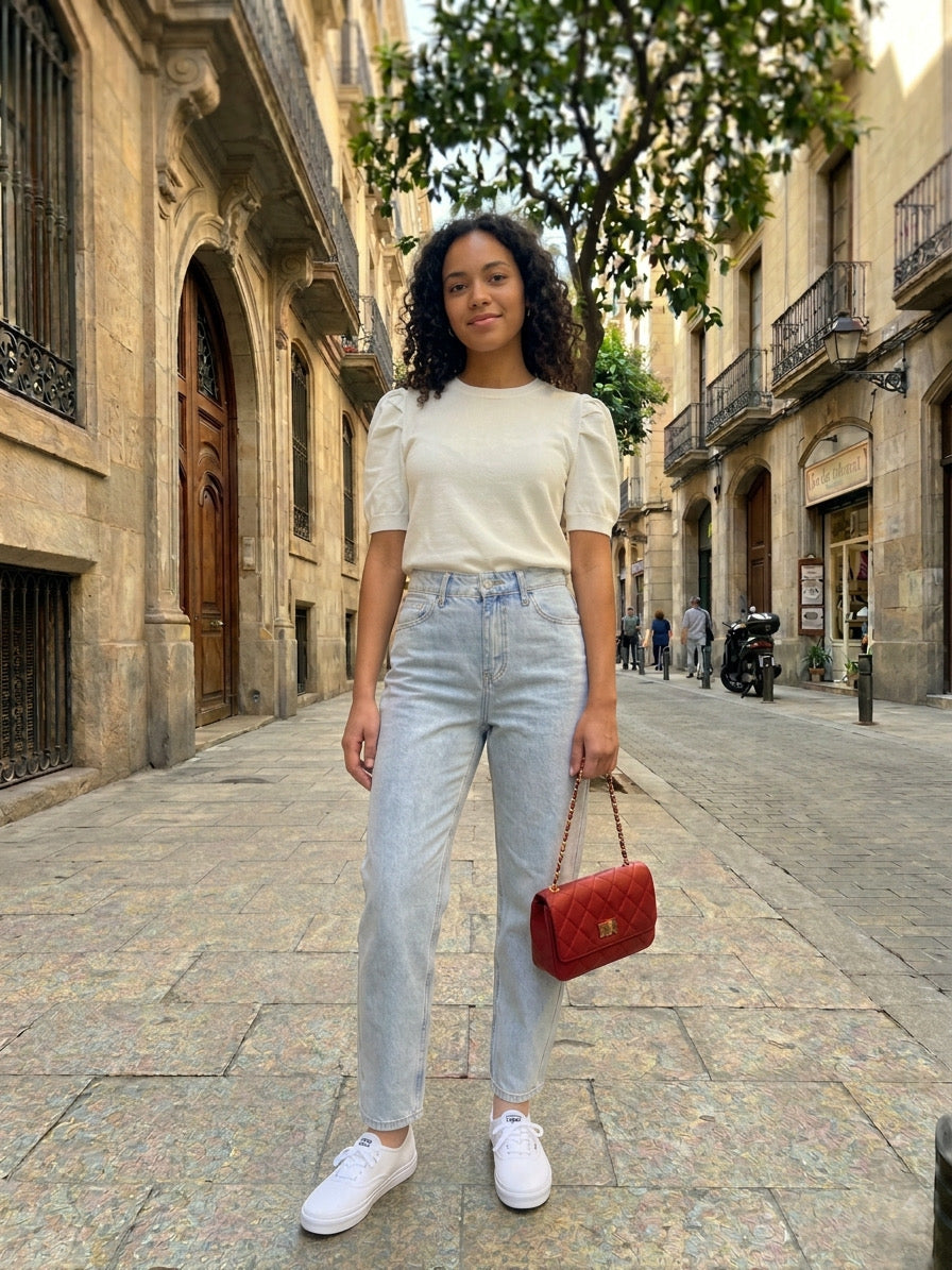 Vaqueros Mom Jeans Rectos de Tiro Alto