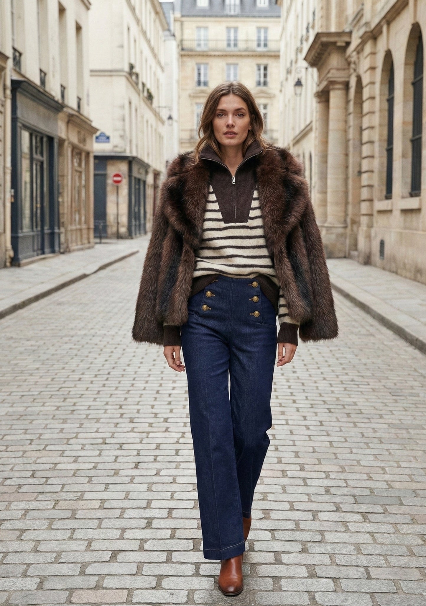 Jersey 'Breton' con cremallera