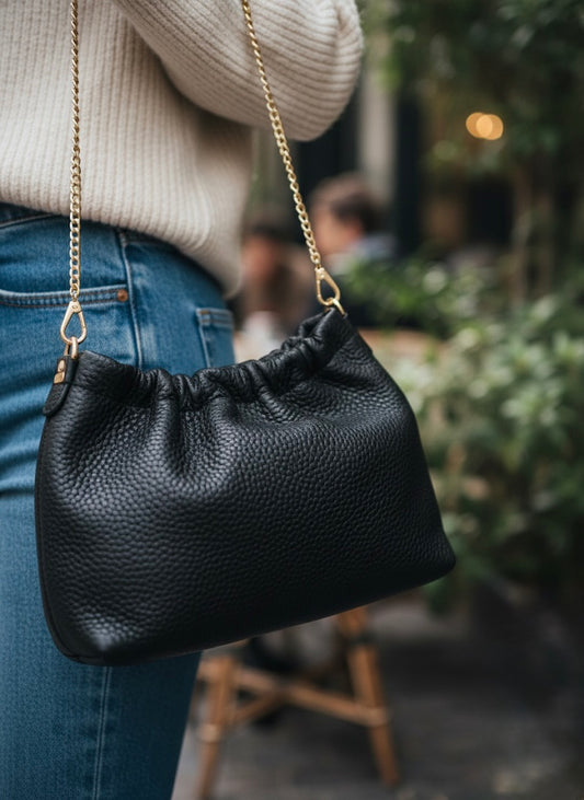 Bolso Bandolera de Cuero Bombonera 'Parisian Chic'