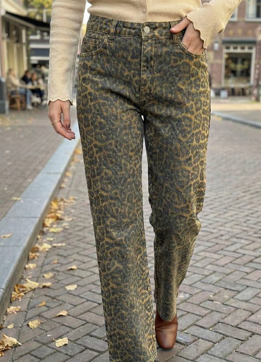 Jeans Rectos Animal Print Leopardo