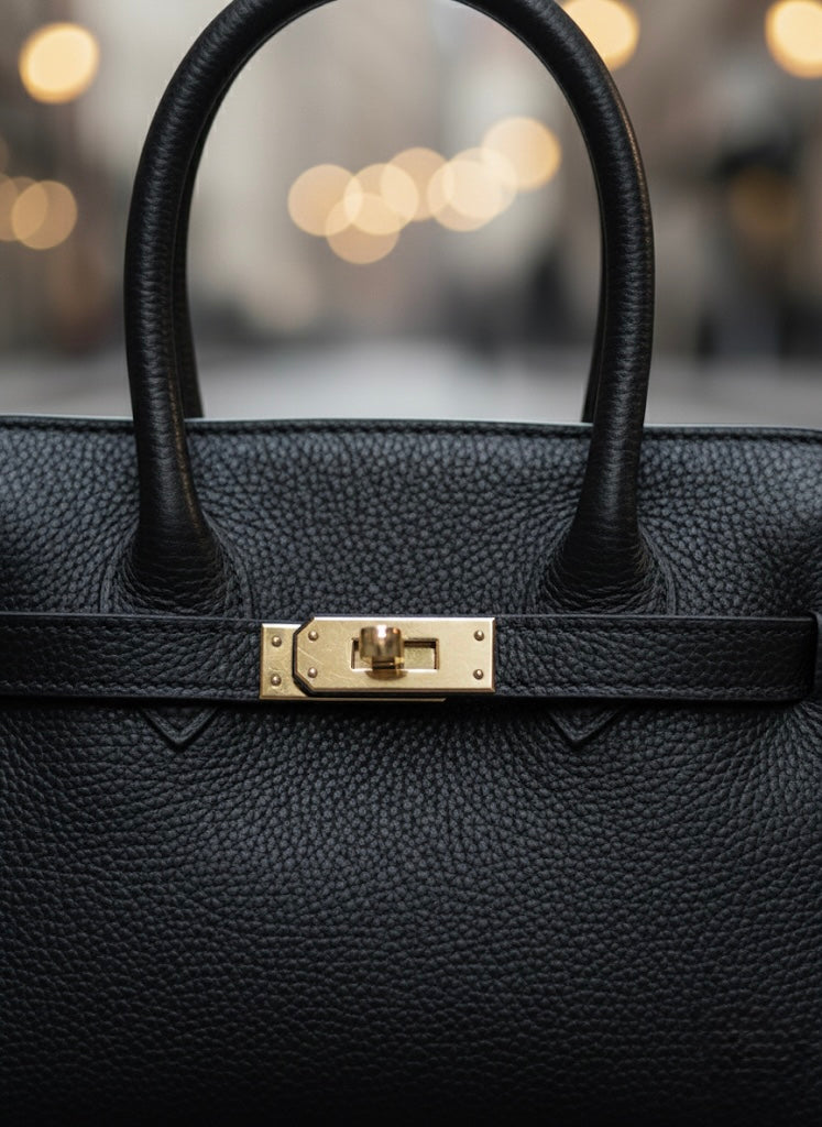 Bolso de Mano Negro en Piel Texturizada | Clutch Elegante