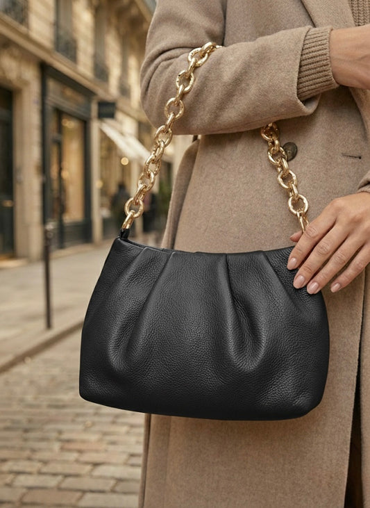 Bolso Plisado 'Pouch' - Bolso Bandolera con Asa de Cadena