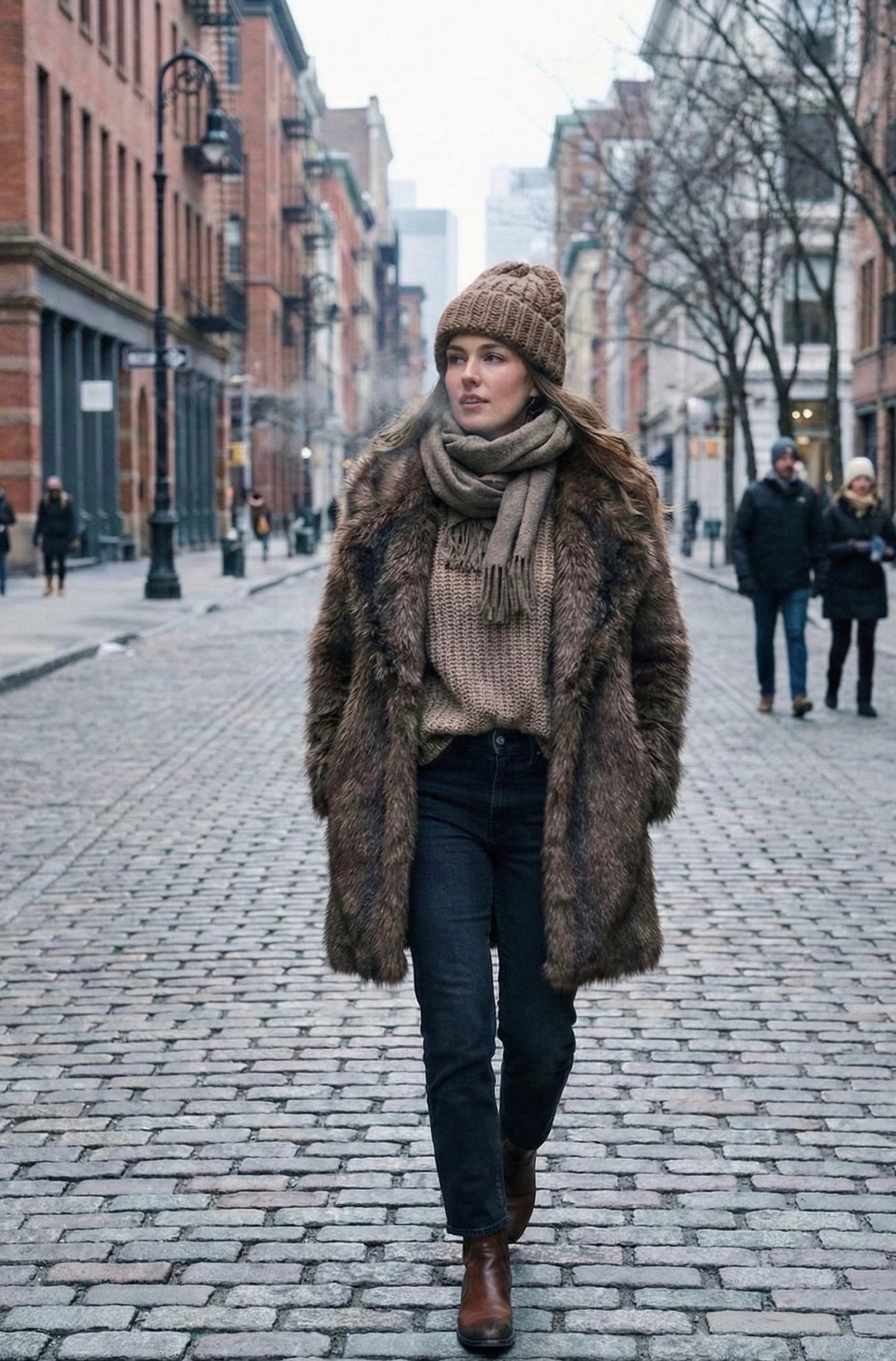 Abrigo de Pelo Sintético Marrón - Estilo Lujoso y Cálido