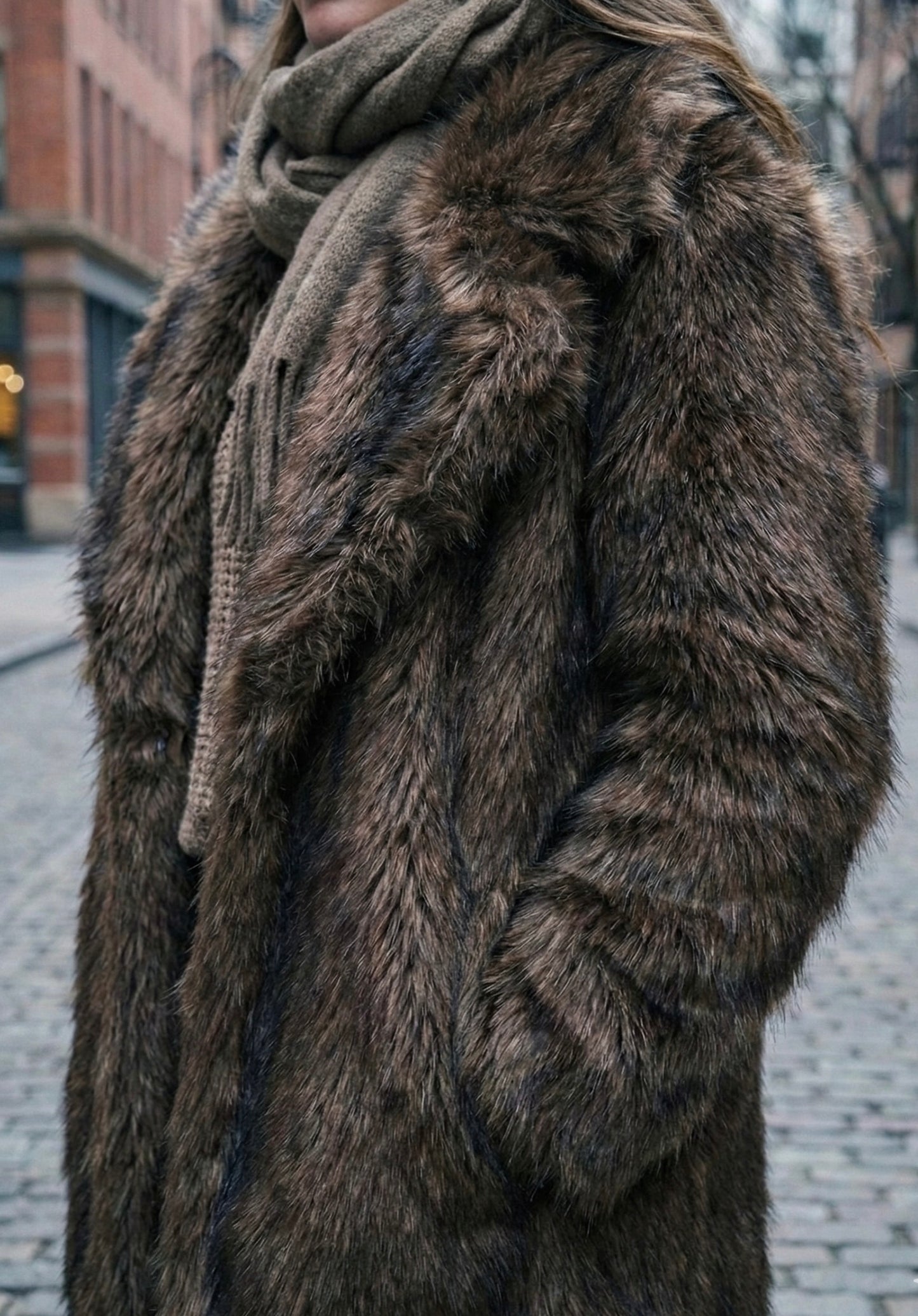 Abrigo de Pelo Sintético Marrón - Estilo Lujoso y Cálido