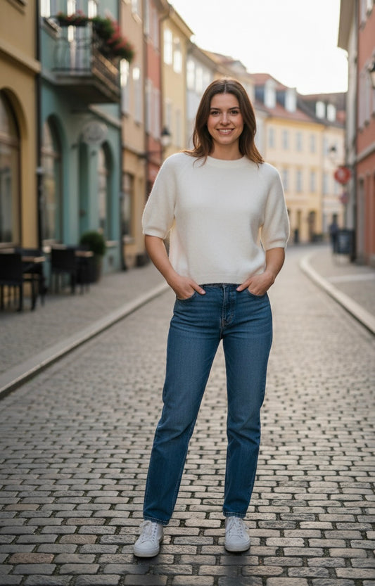 Jersey de punto blanco roto