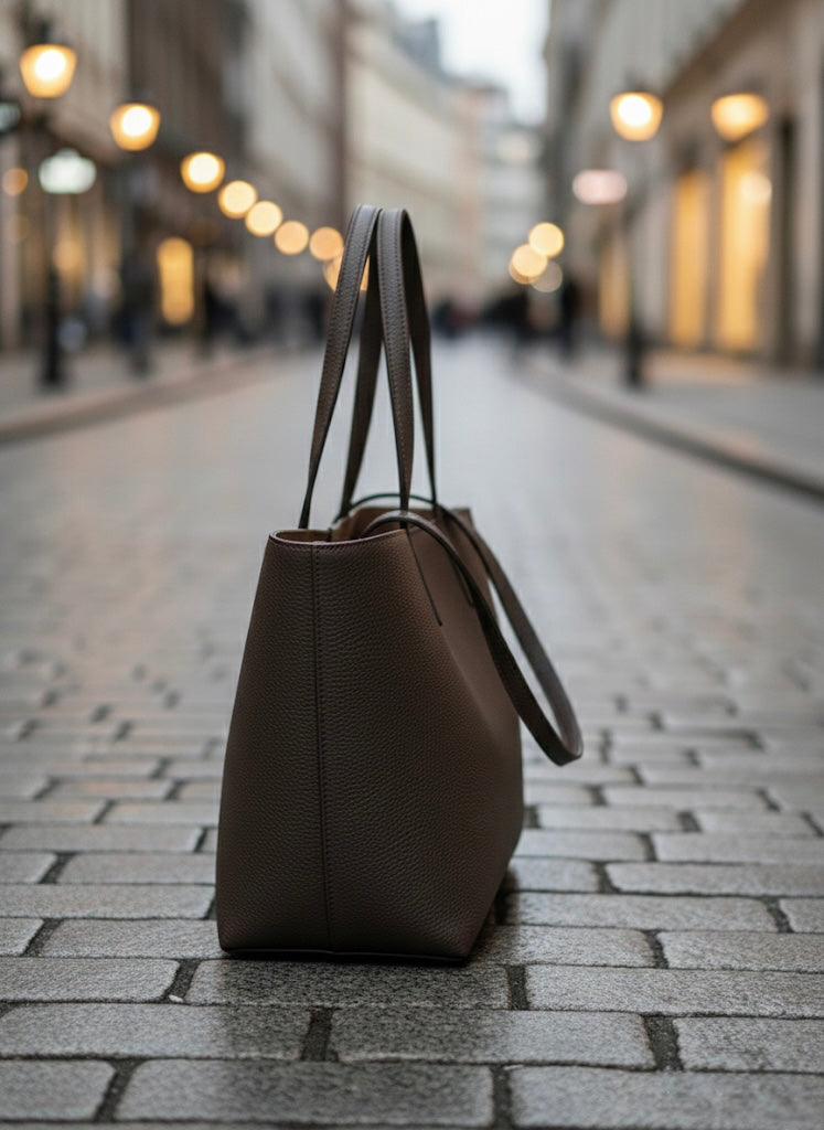 Bolso Tote de Piel Marrón Oscuro | Lujoso y Espacioso | Estilo Urbano