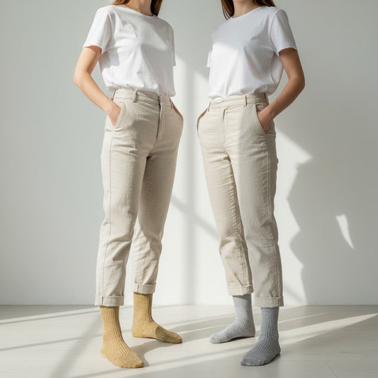 Calcetines Texturizados de Punto Brillante