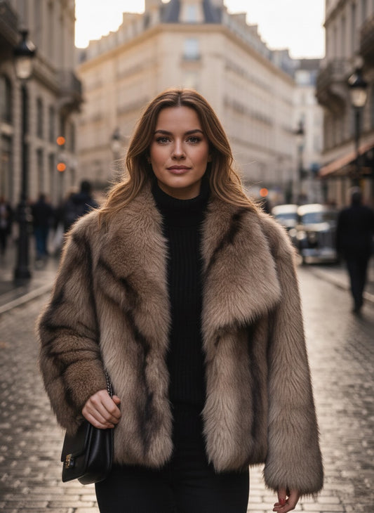 Abrigo de pelo sintético de lujo