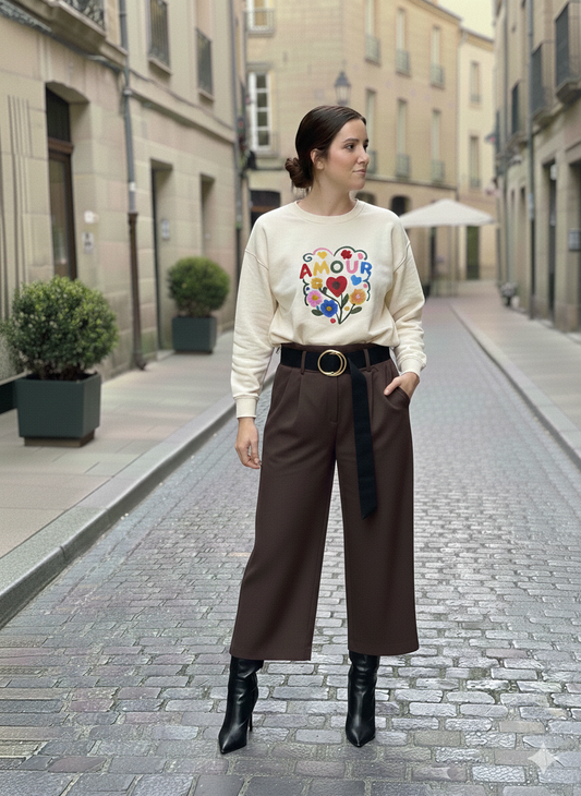 Sudadera “Amour” Floral Bordada