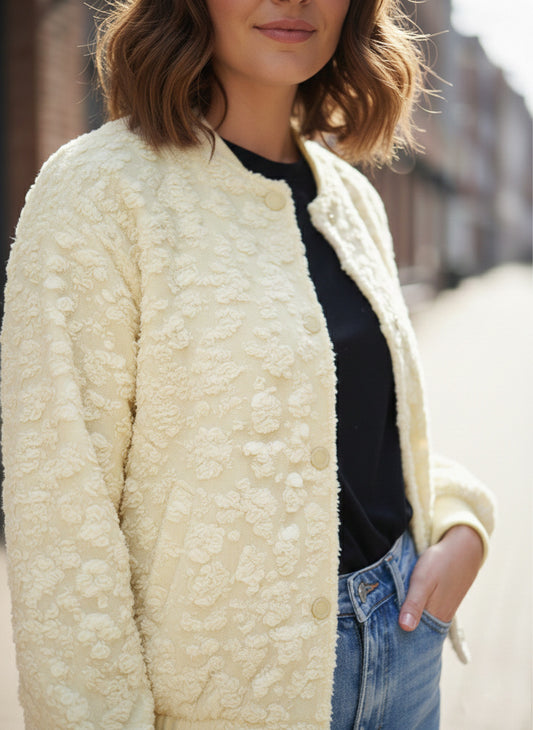 Chaqueta Bomber "Cloud" de Encaje Texturizado