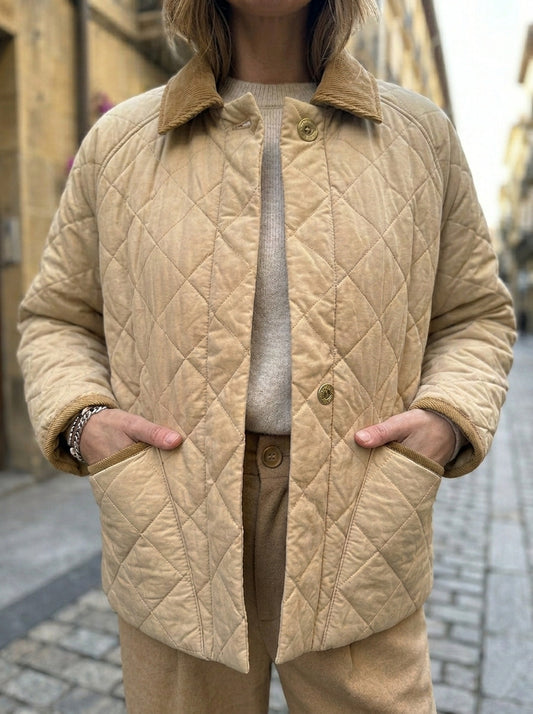 Chaqueta Acolchada con Cuello de Pana