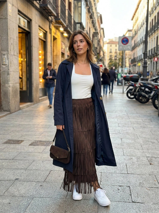 Parka forrada con detalle de cuadros