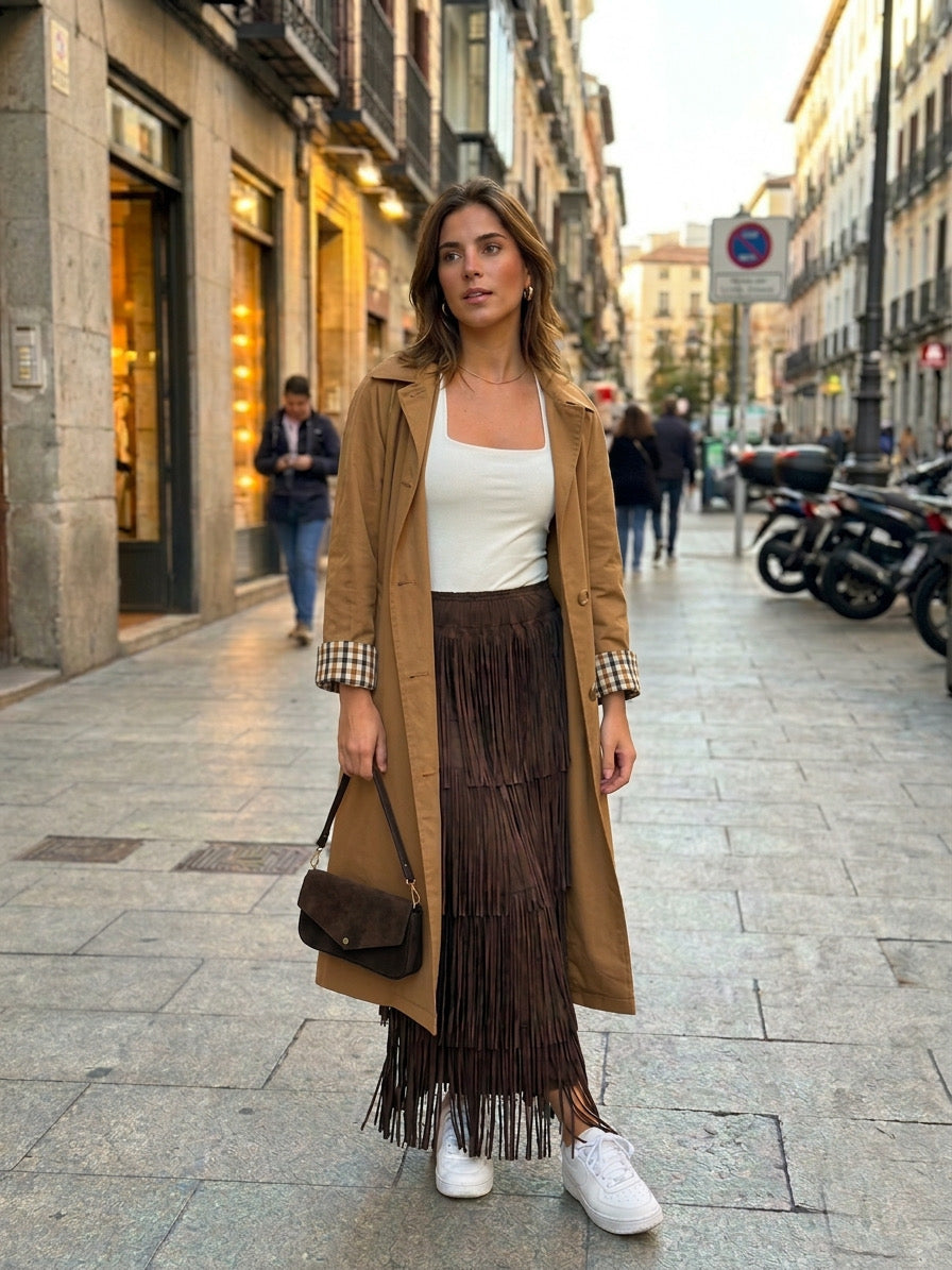 Parka forrada con detalle de cuadros