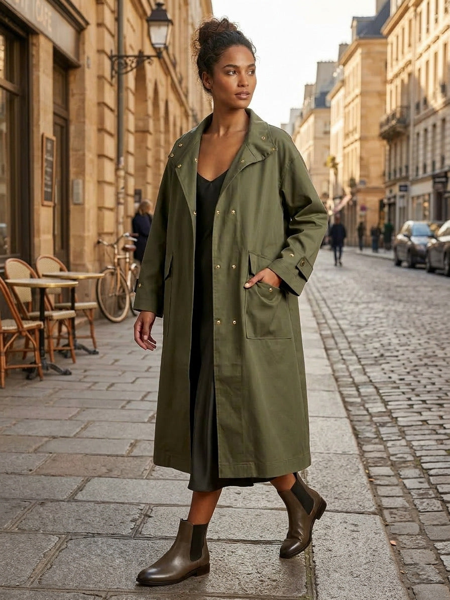 Trench Coat Oversize Verde Oliva