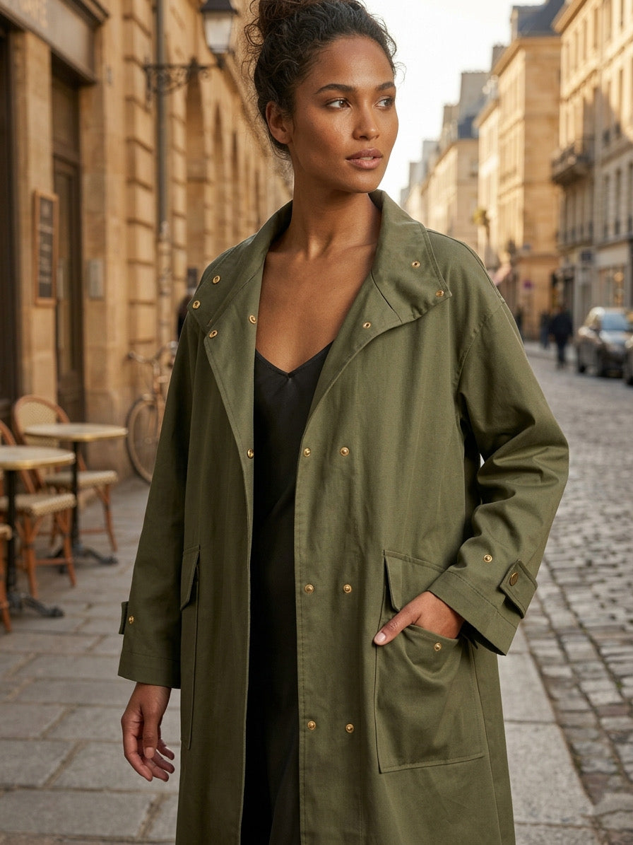 Trench Coat Oversize Verde Oliva