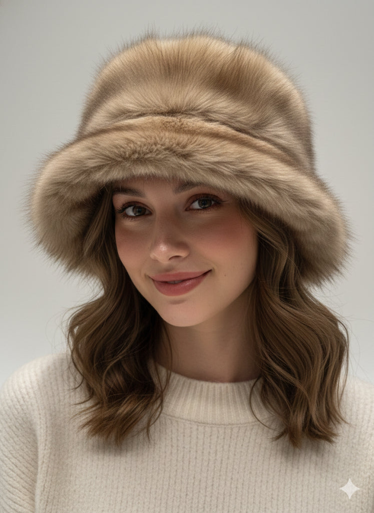 Sombrero de Pelo Sintético Faux Fur Lujo - Estilo Fedora Invierno