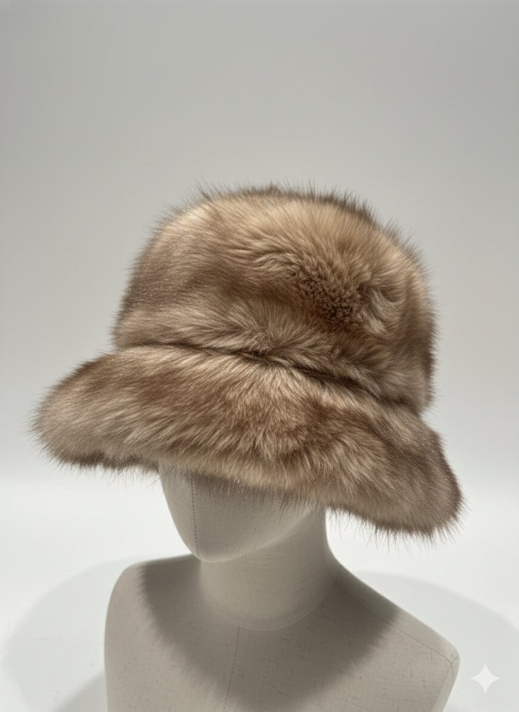 Sombrero de Pelo Sintético Faux Fur Lujo - Estilo Fedora Invierno