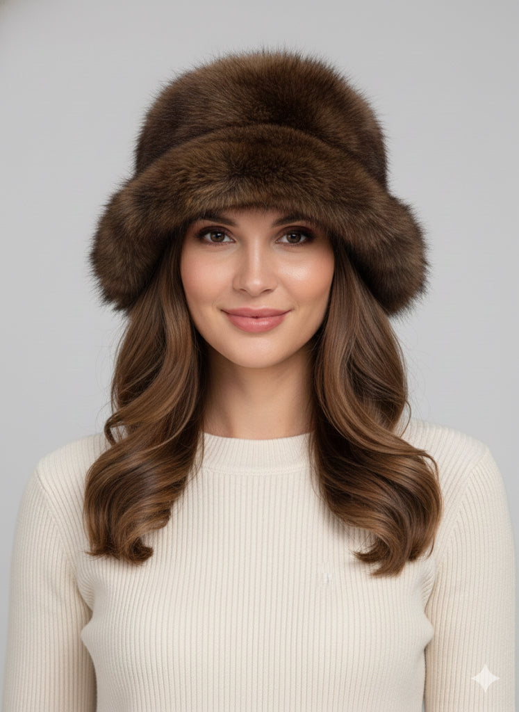 Sombrero de Pelo Sintético Faux Fur Lujo - Estilo Fedora Invierno
