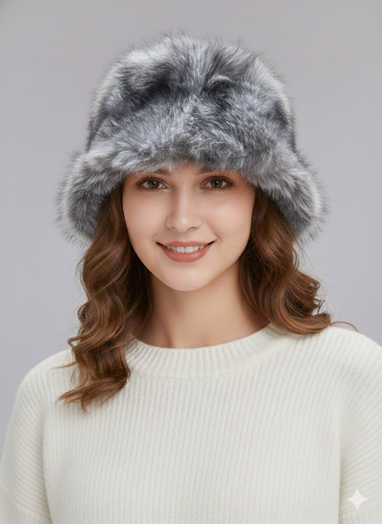 Sombrero de Pelo Sintético Faux Fur Lujo - Estilo Fedora Invierno
