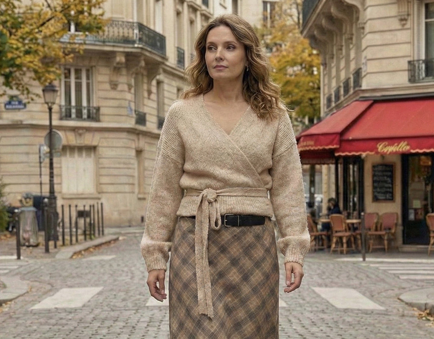 Jersey cruzado de punto con lazada