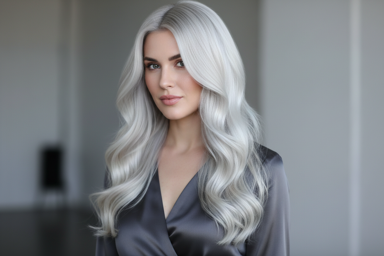 chica morena con pelo decolorado rubio frío espectacular y sano