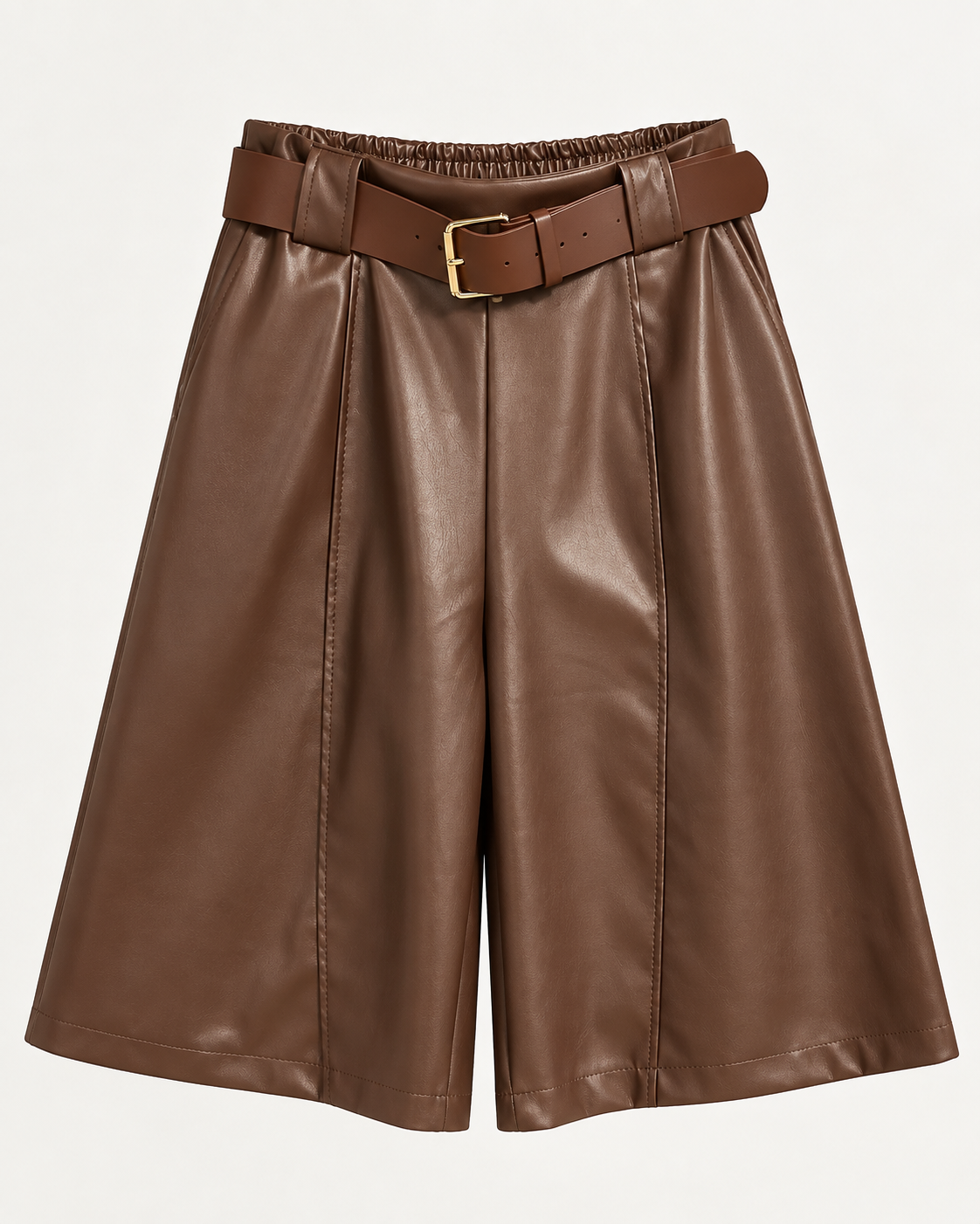 Short culotte de polipiel marrón vista frontal
