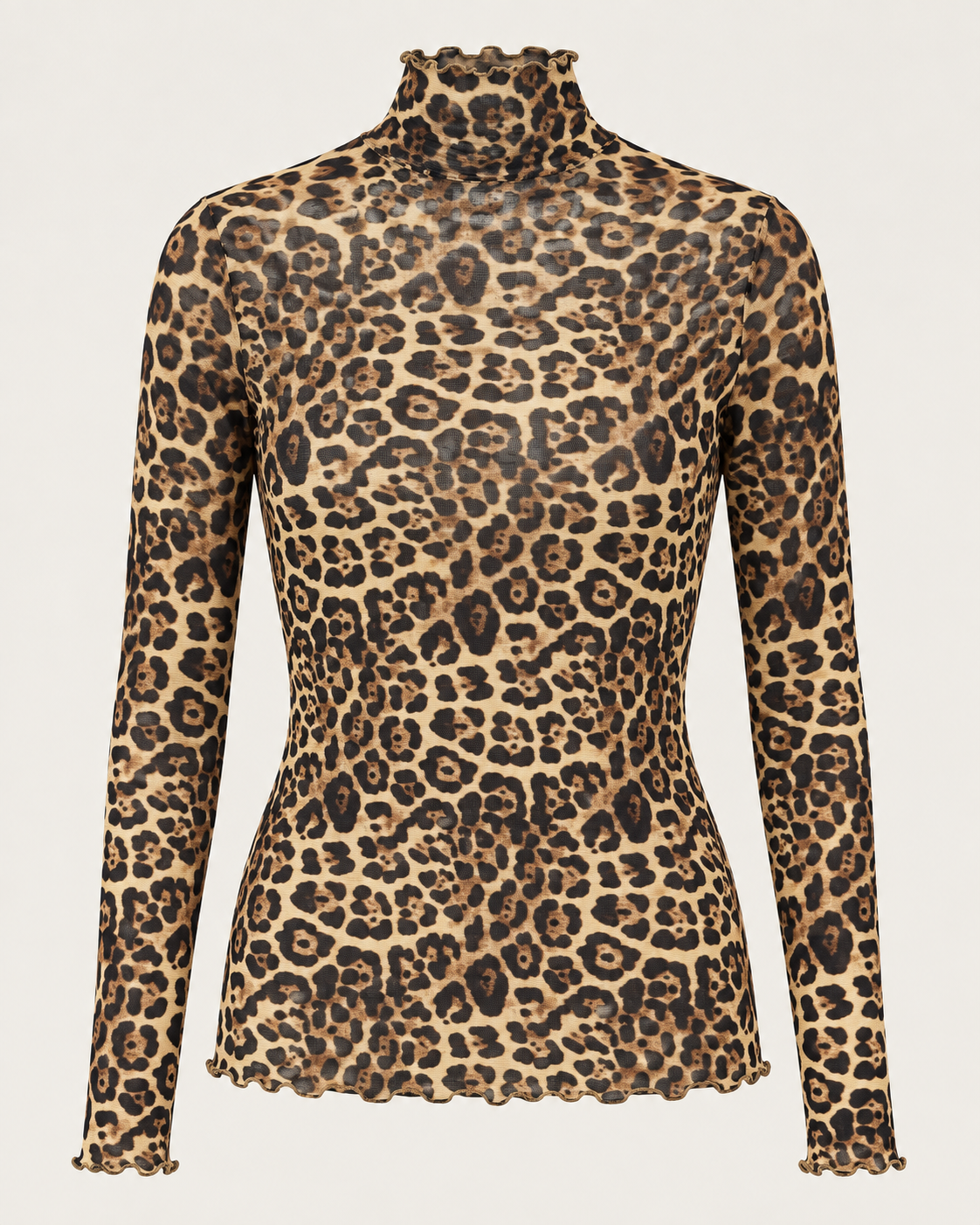 Top leopardo de cuello alto manga larga vista de producto